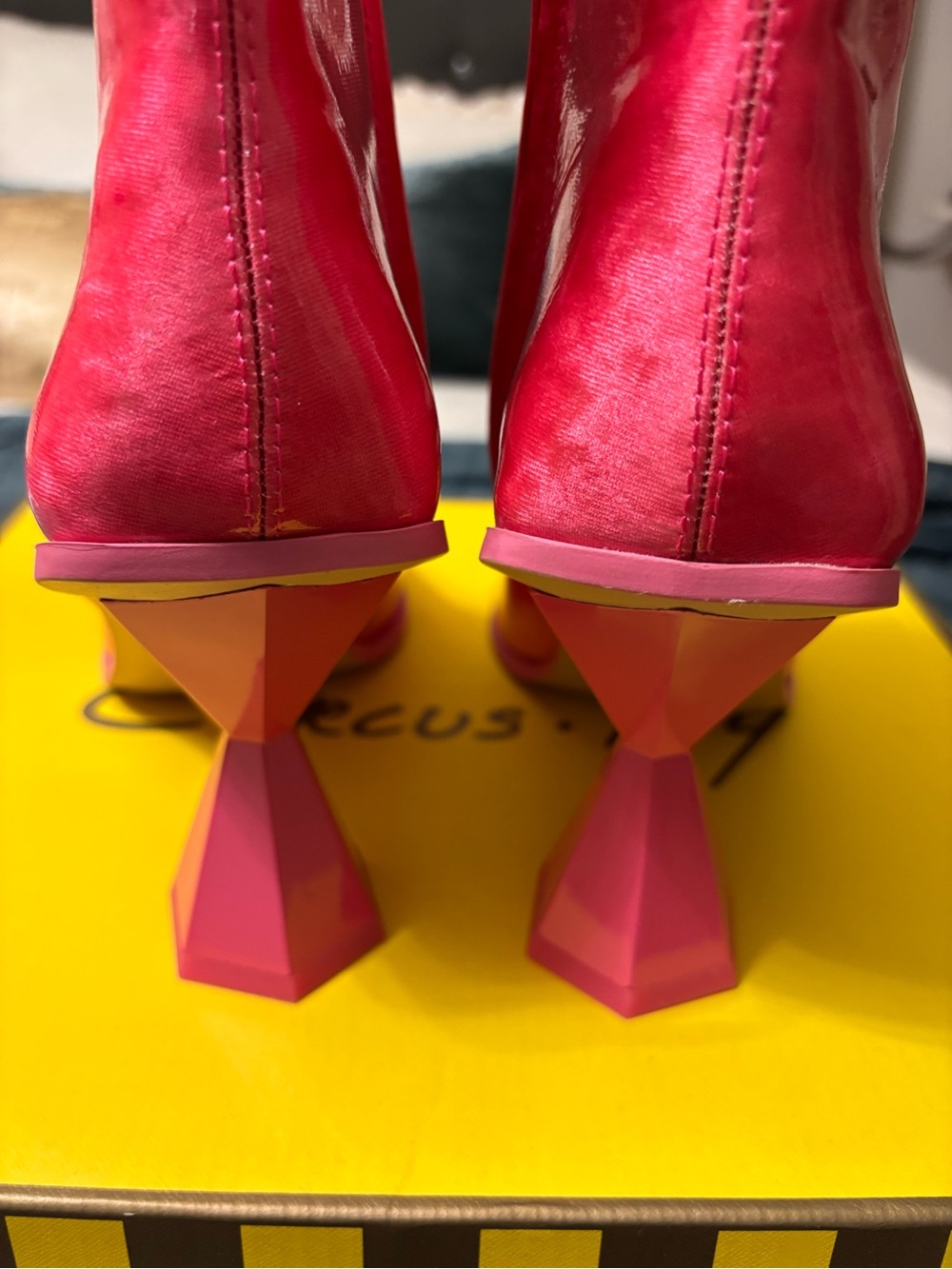 Circus by Sam Edelman Hot Pink Pointed Toe Geometric Heel Ankle Boots - Picture 3 of 11